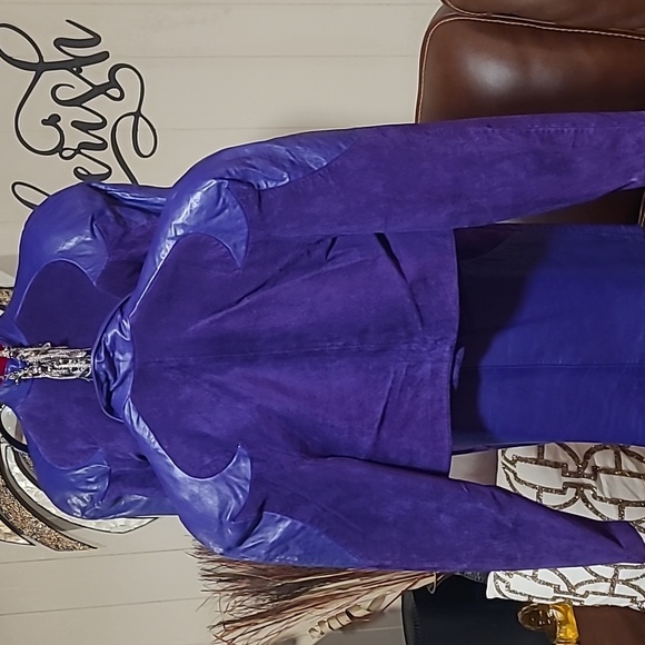 Vintage Michael Hoban dreamy, butter soft PURPLE suede/leather backless dress - Picture 9 of 11